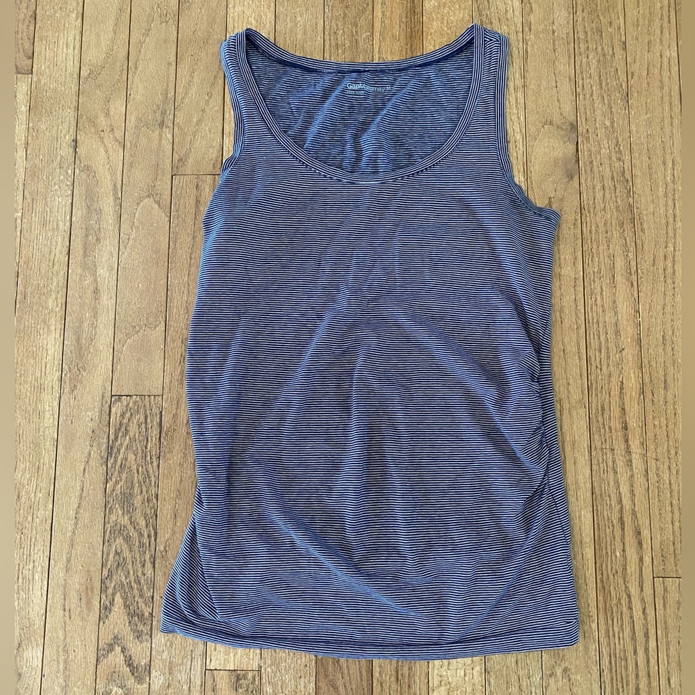 GAP maternity blue striped tank